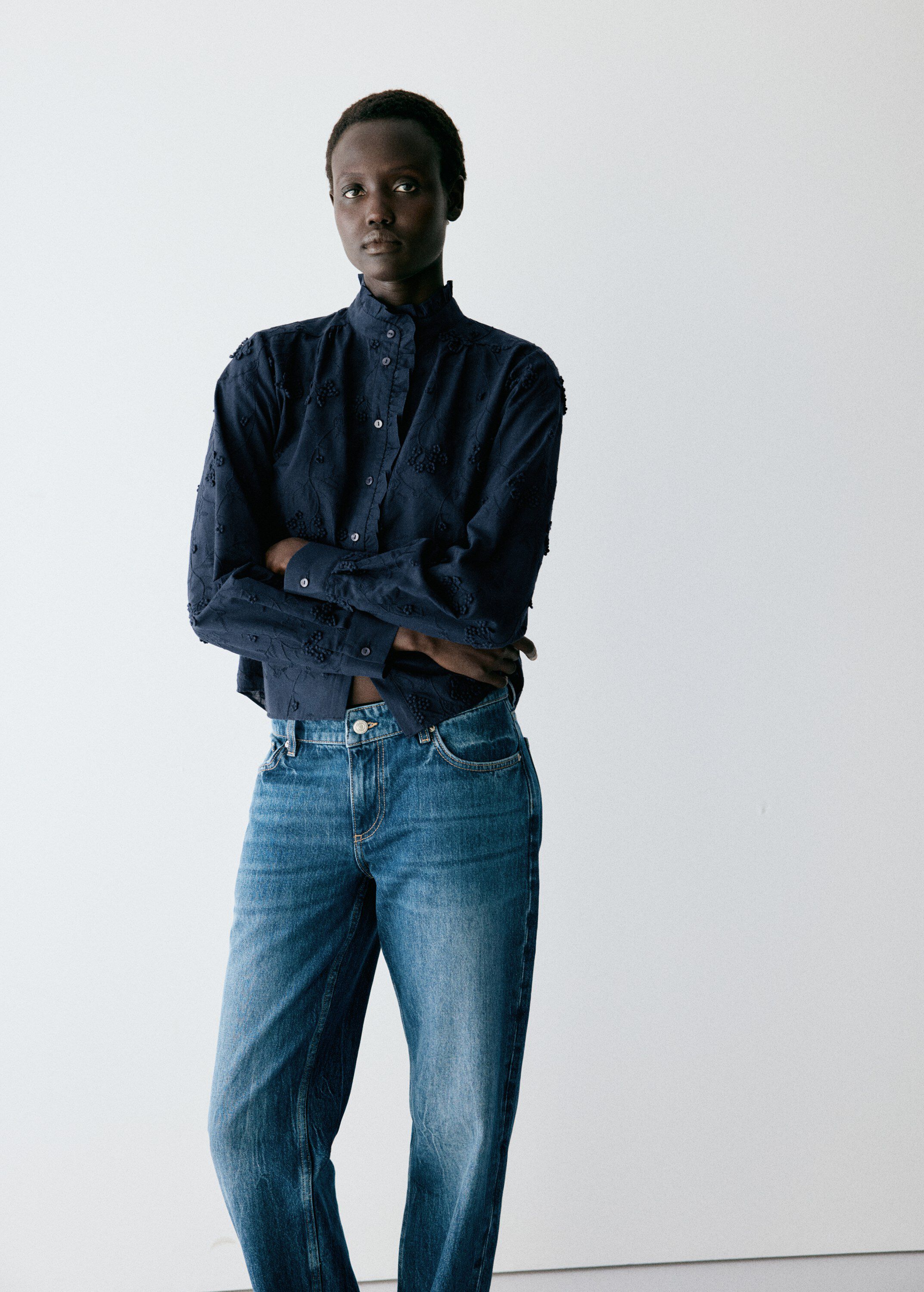 Embroidered blouse with frill detai