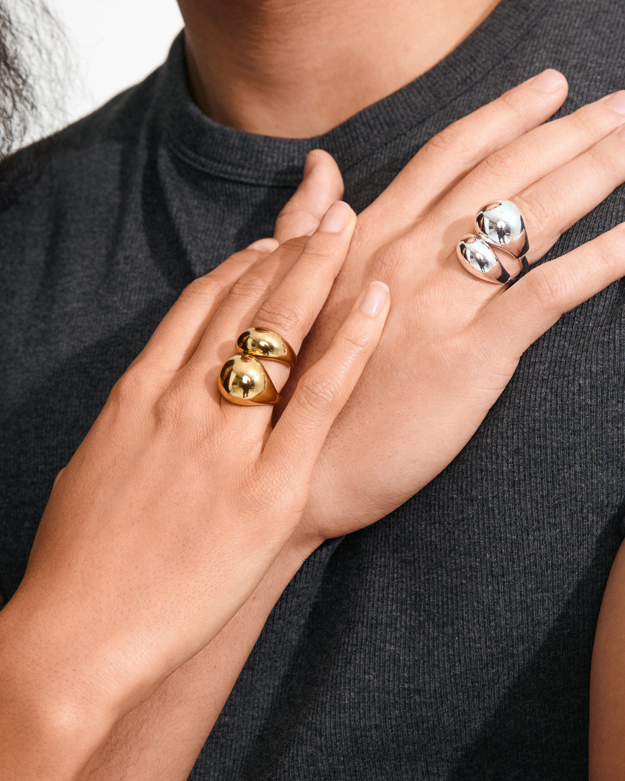 EVON rings, 2-in-1 set, gold-plated