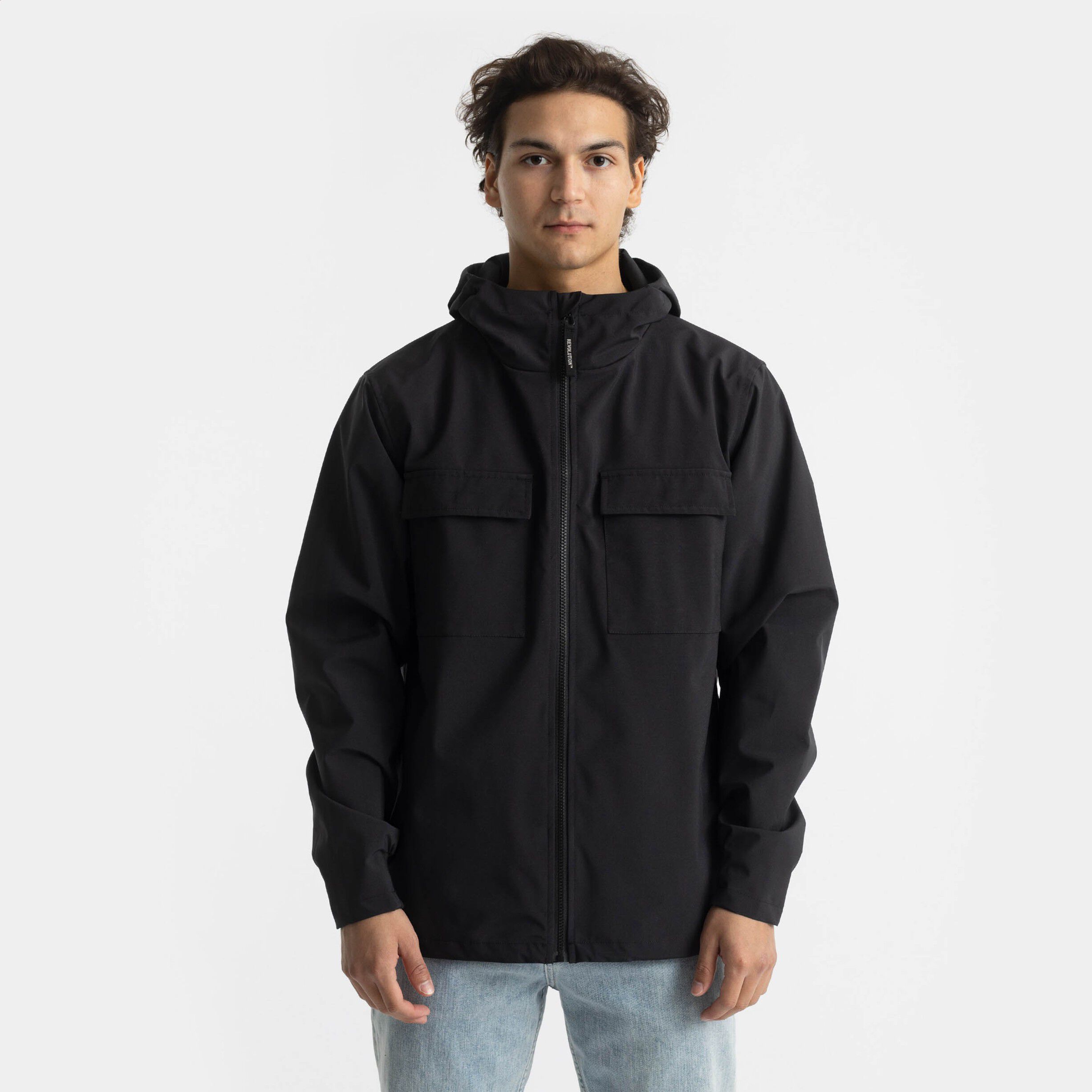 Polyester parka jacket with chest pockets