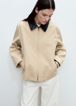 Contrast collar cotton jacket