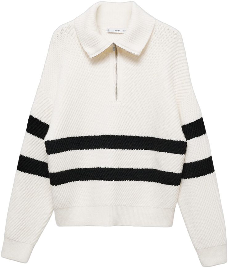 Striped ribbed-knit sweater