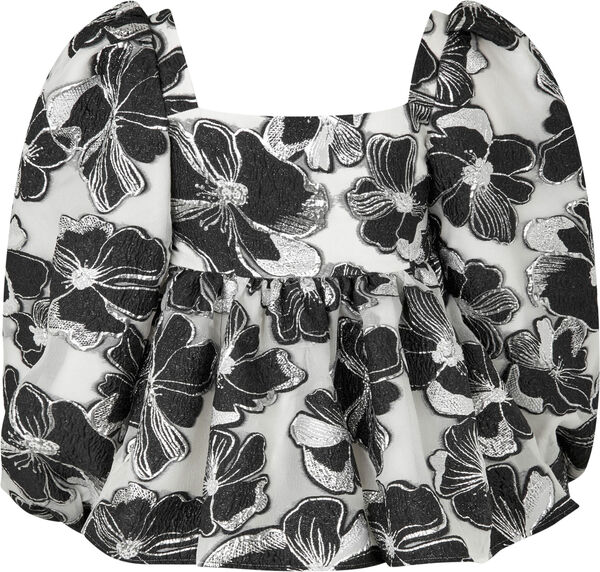 Square Neck Long Sleeve Top, 1608 Organza Jacquard