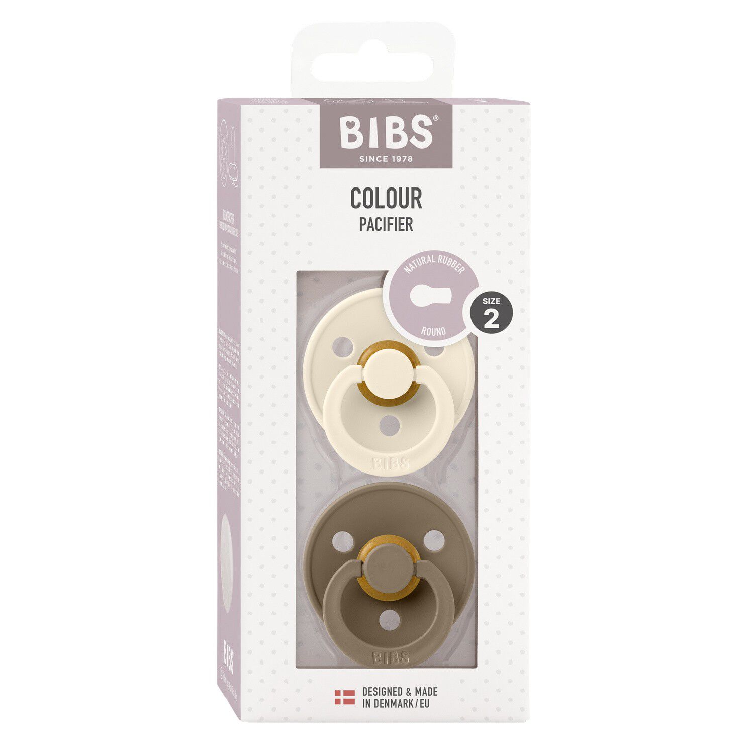 BIBS Colour 2 PACK Latex Size 2 Ivory/Dark Oak