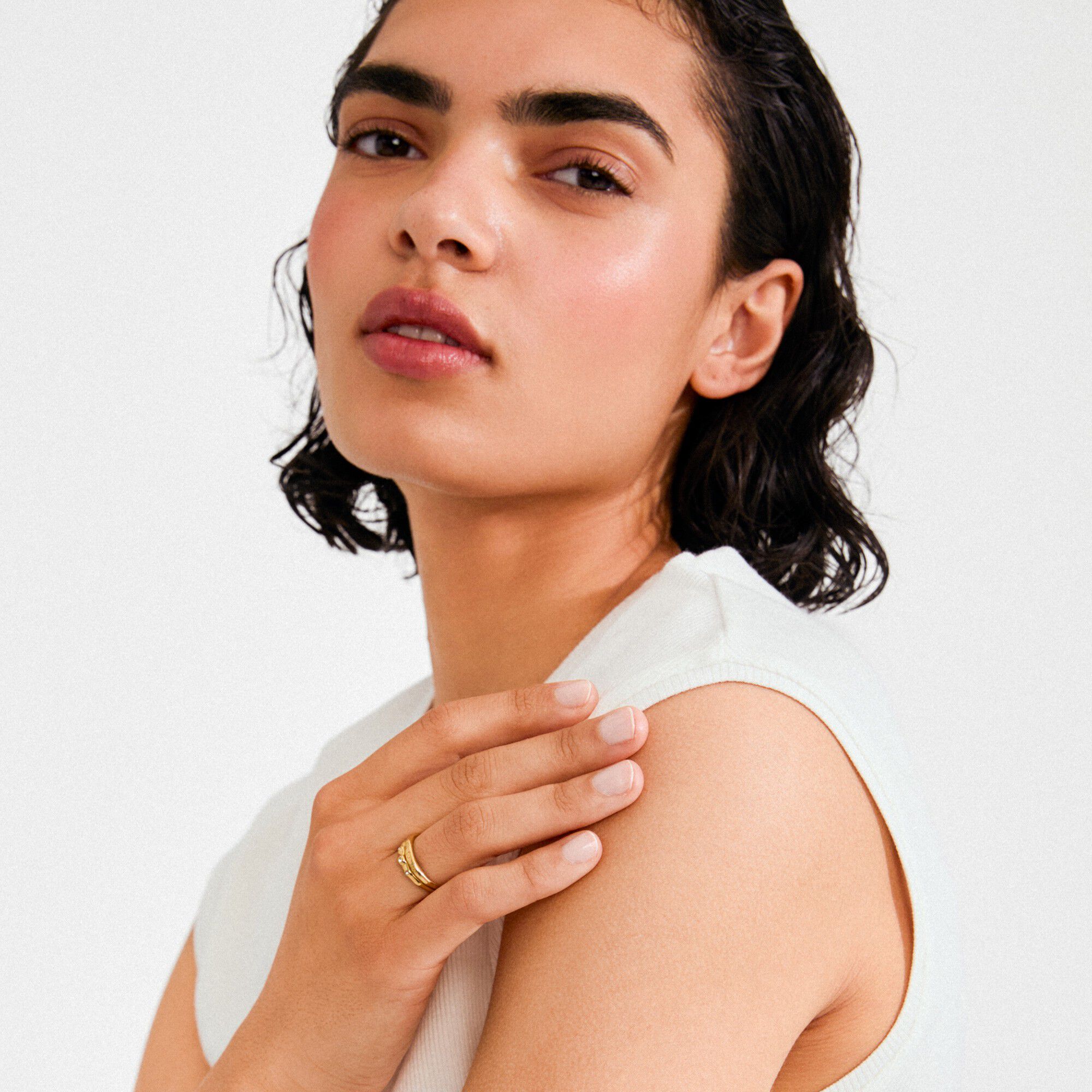 FIRE ringe 2-i-1 s&aelig;t, guldbelagt