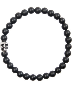 Men's Wristband with Matte Onyx and Black Skull