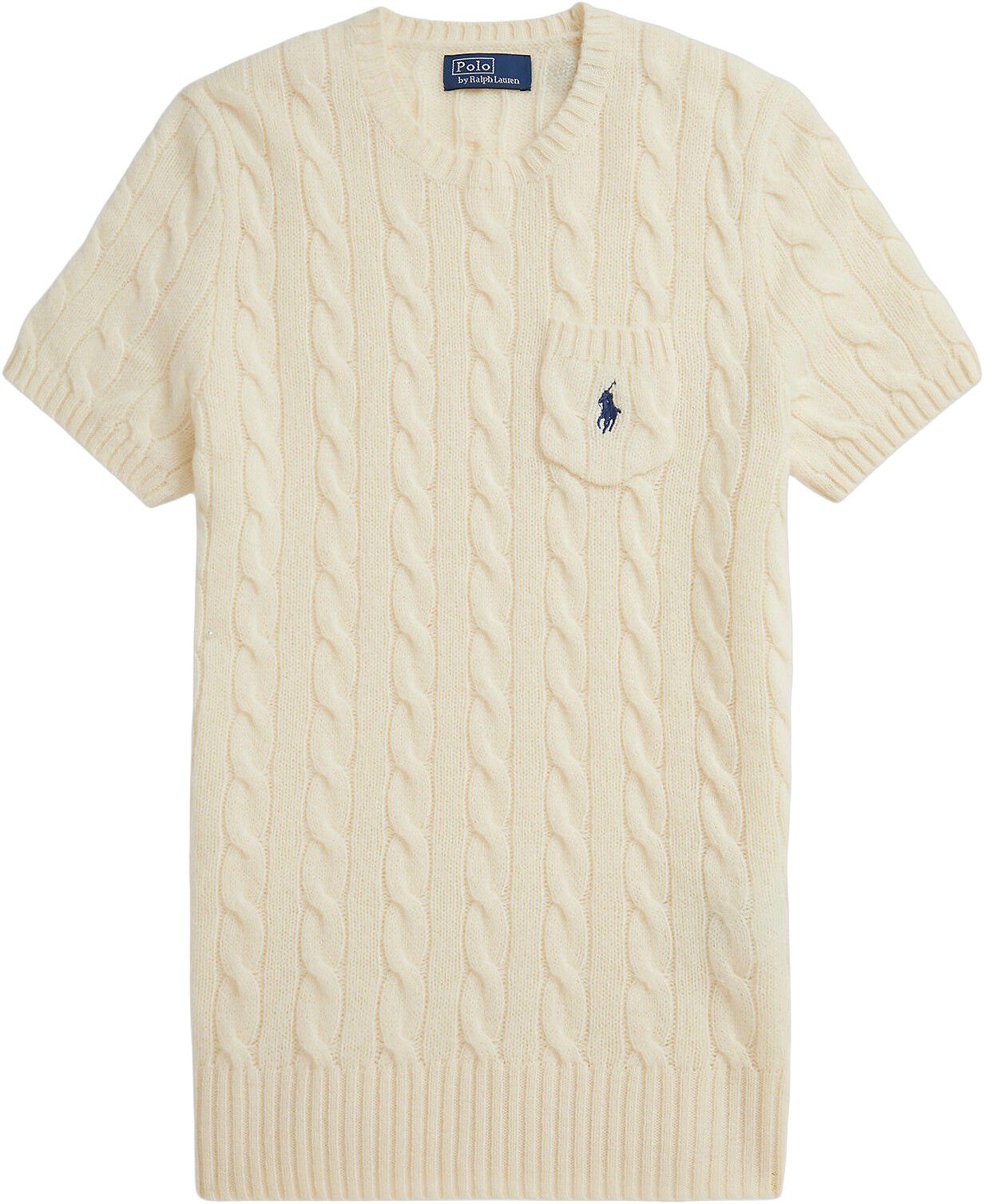 Cable Wool-Cashmere Short-Sleeve Sweater