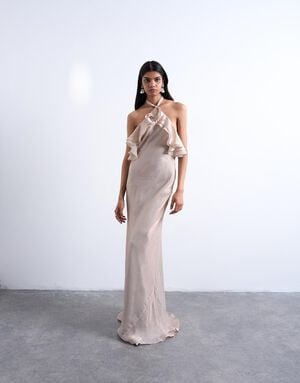 TSLIVA SL HALTERNECK MAXI DRESS WVN