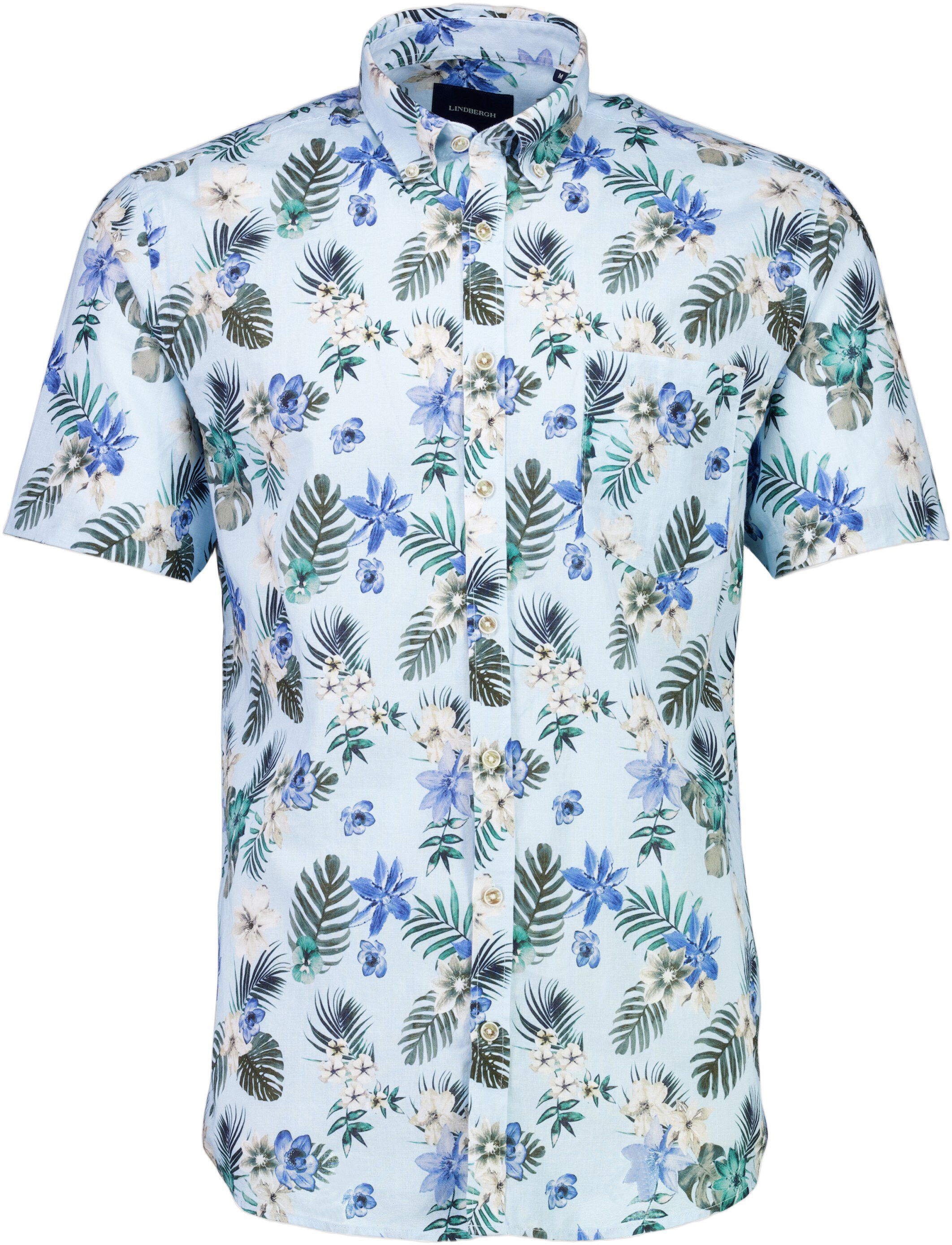 Printed cotton/linen shirt S/S