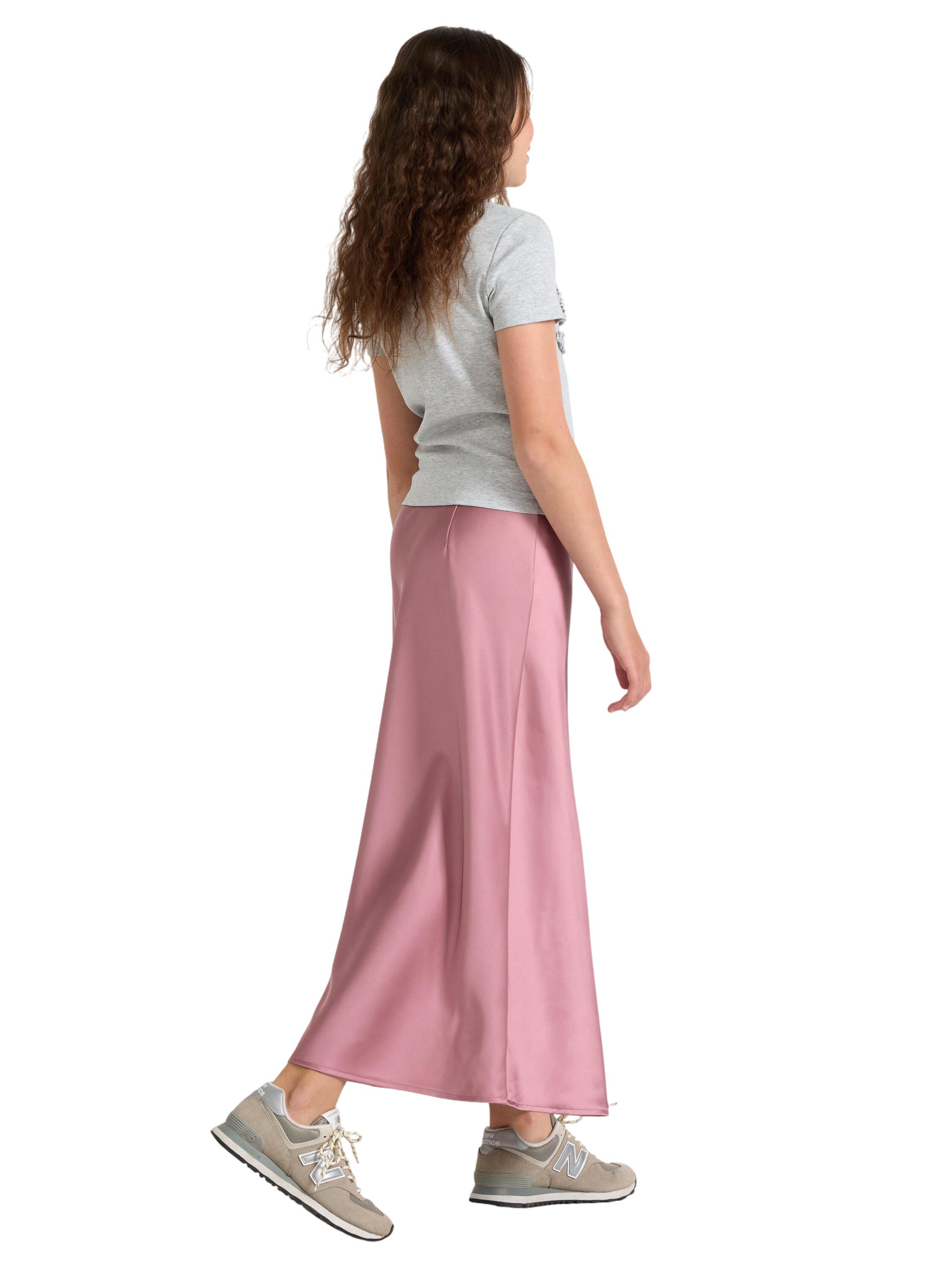 Satin-nederdel med behagelig elasti