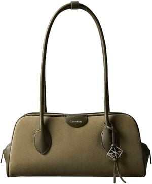 Suede Emblem Logo Shoulder Bag