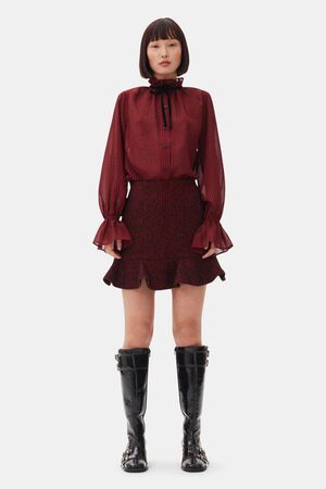Herringbone Wool Mini Skirt