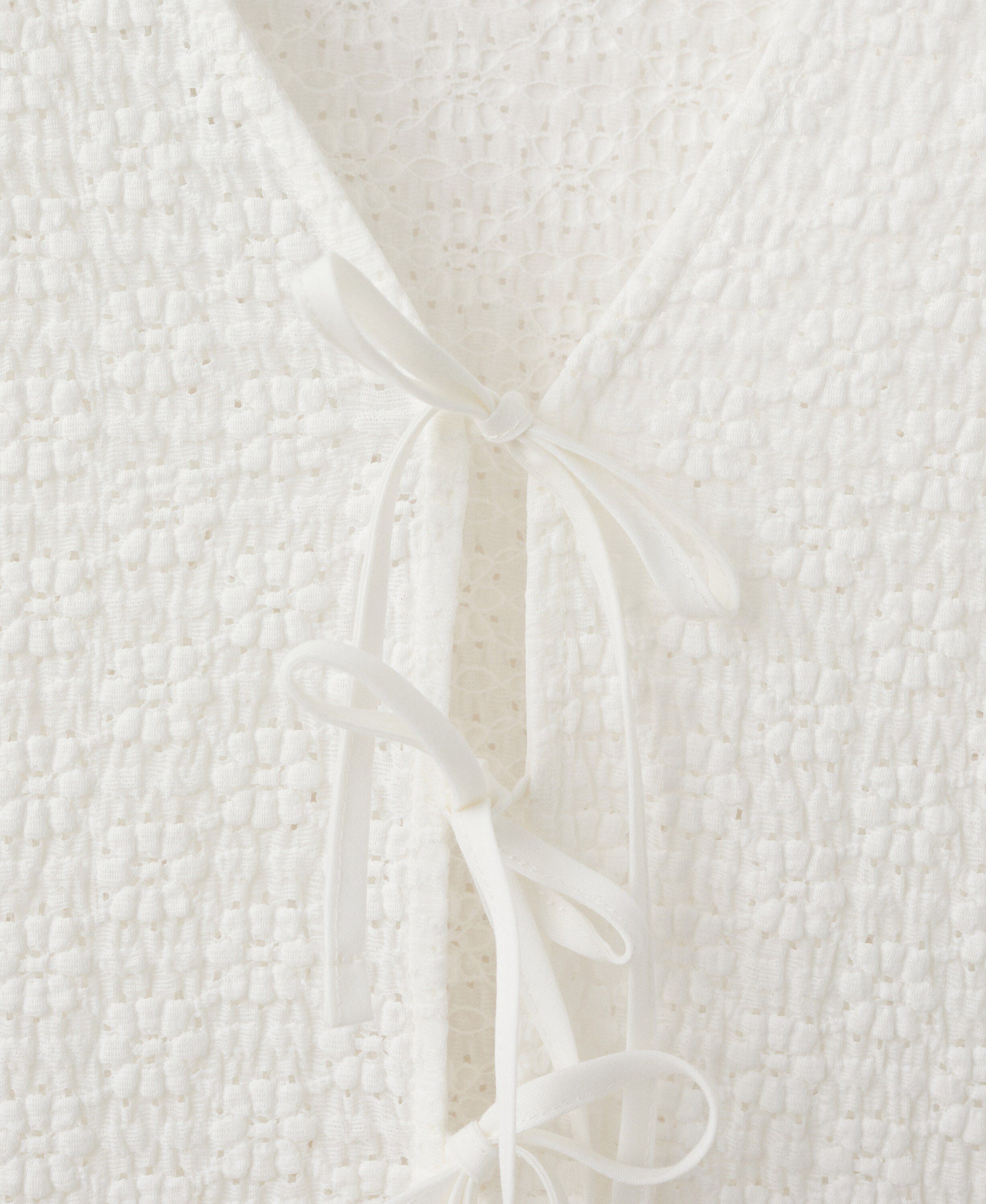 Bows floral embroidery blouse