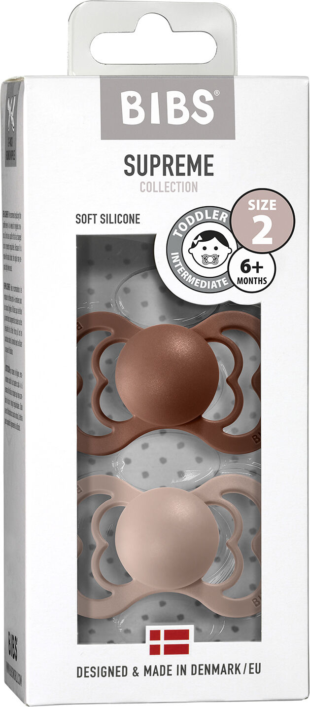 BIBS Supreme 2 PACK Silicone Size 1 Haze/Blossom