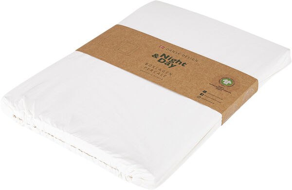 Økologisk boxlagen, percale - GOTS, hvid