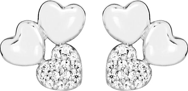 Trio heart ørestikker - Sølv