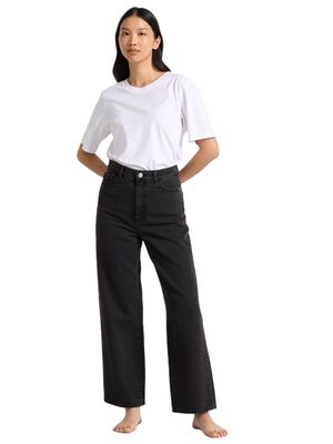 High waist jeans in cotton denim wi