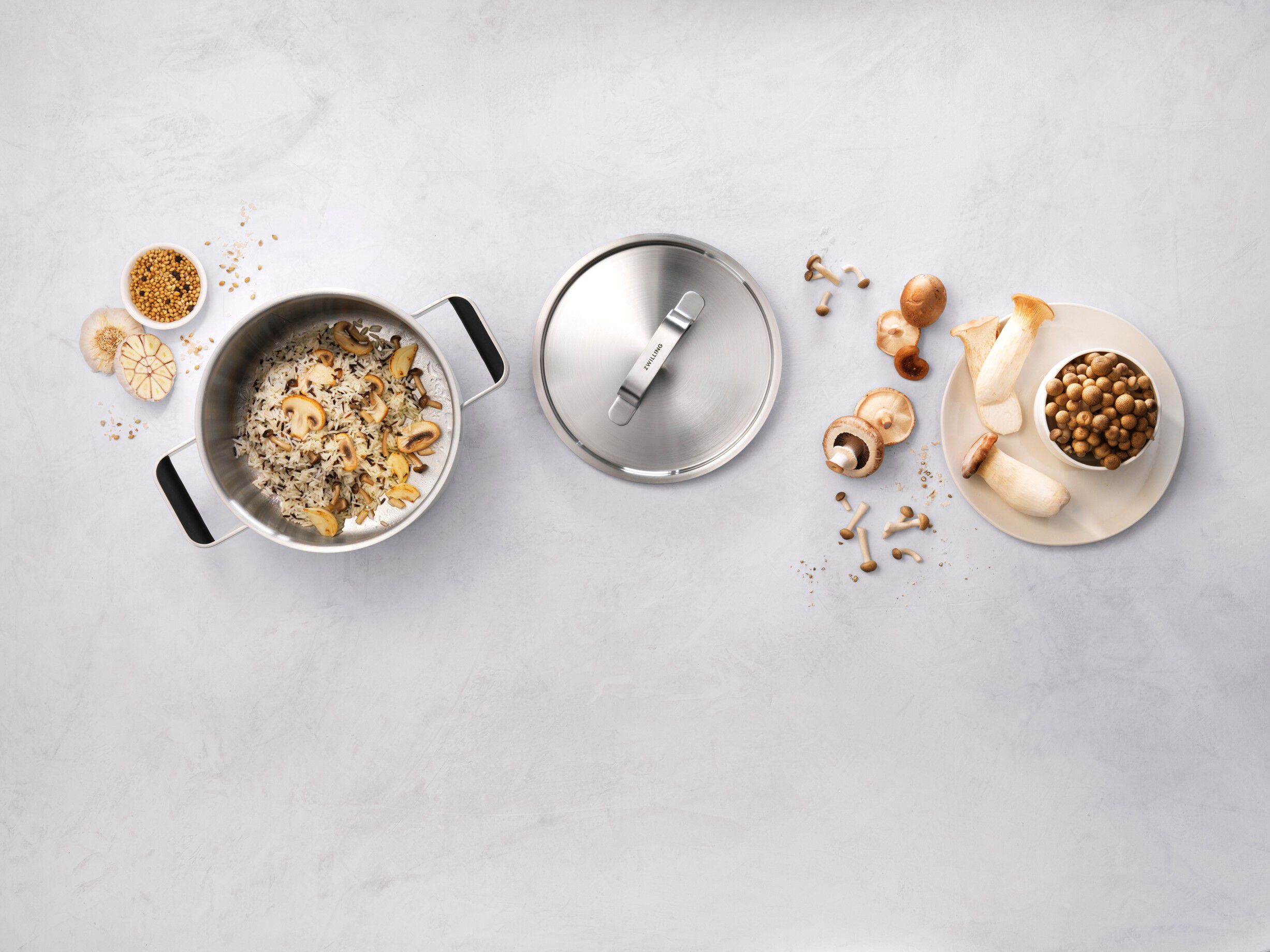 Kastrull & stekpanna set, 3-st, 18/10 Rostfritt st&aring;l