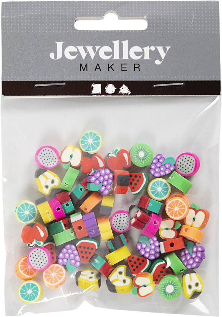 Figurperler, Frugt, diam. 10 mm, hulstr. 1,5 mm, 60 stk.