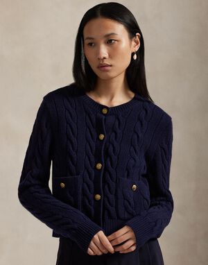 Cable Wool-Cashmere Cardigan