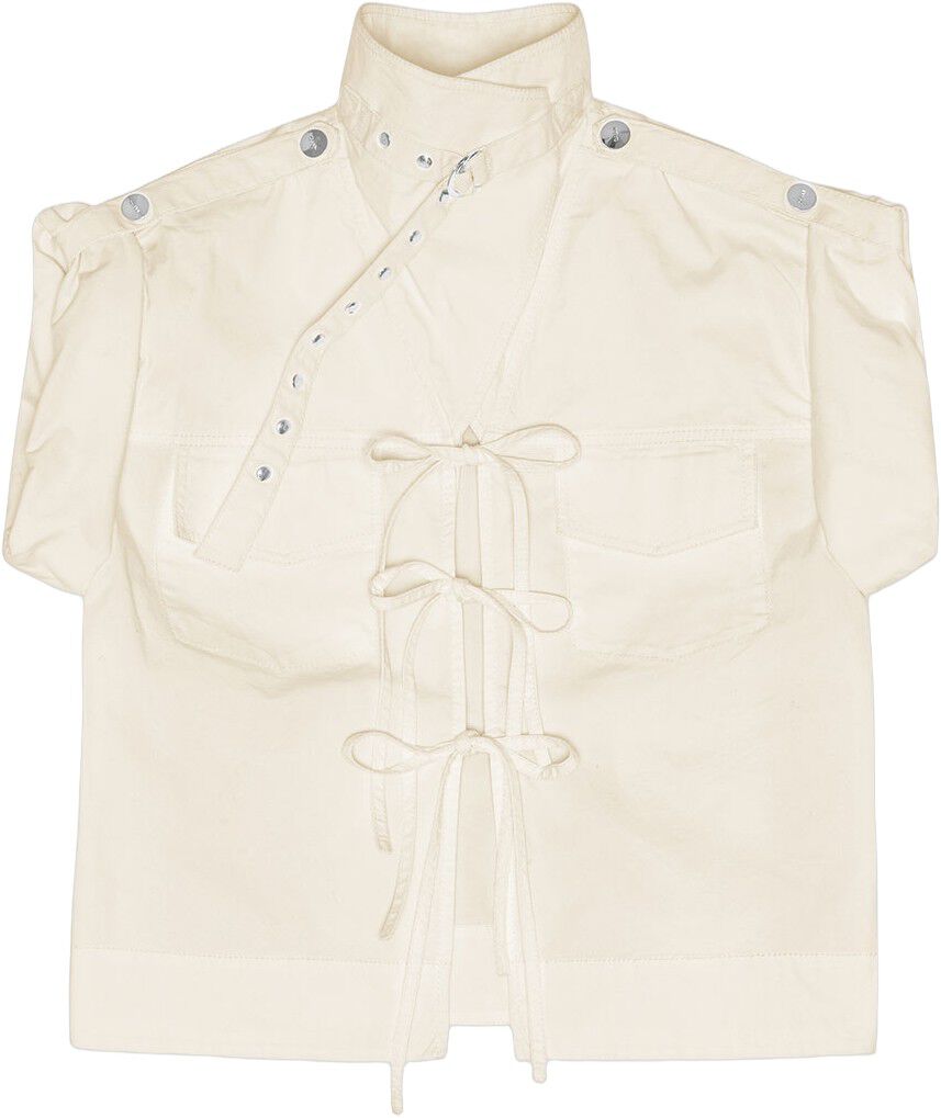 Stretch Cotton Cowl Neck Blouse