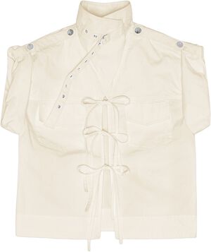 Stretch Cotton Cowl Neck Blouse