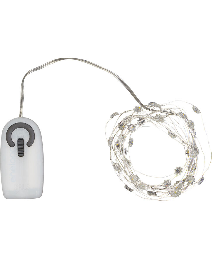 Silke miniblomst lyskæde 40L m/ timer, Klar/sølv
