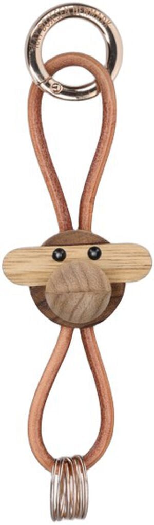 Abe guld nøglering med naturlæder teak/limba