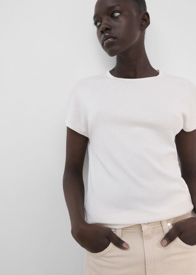 Short-sleeved cotton-blend t-shirt