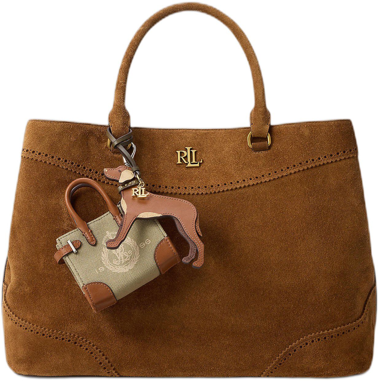 Suede-Trim Leather Vizsla Charm