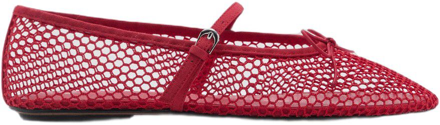 Mesh ballet flats with strap and bu