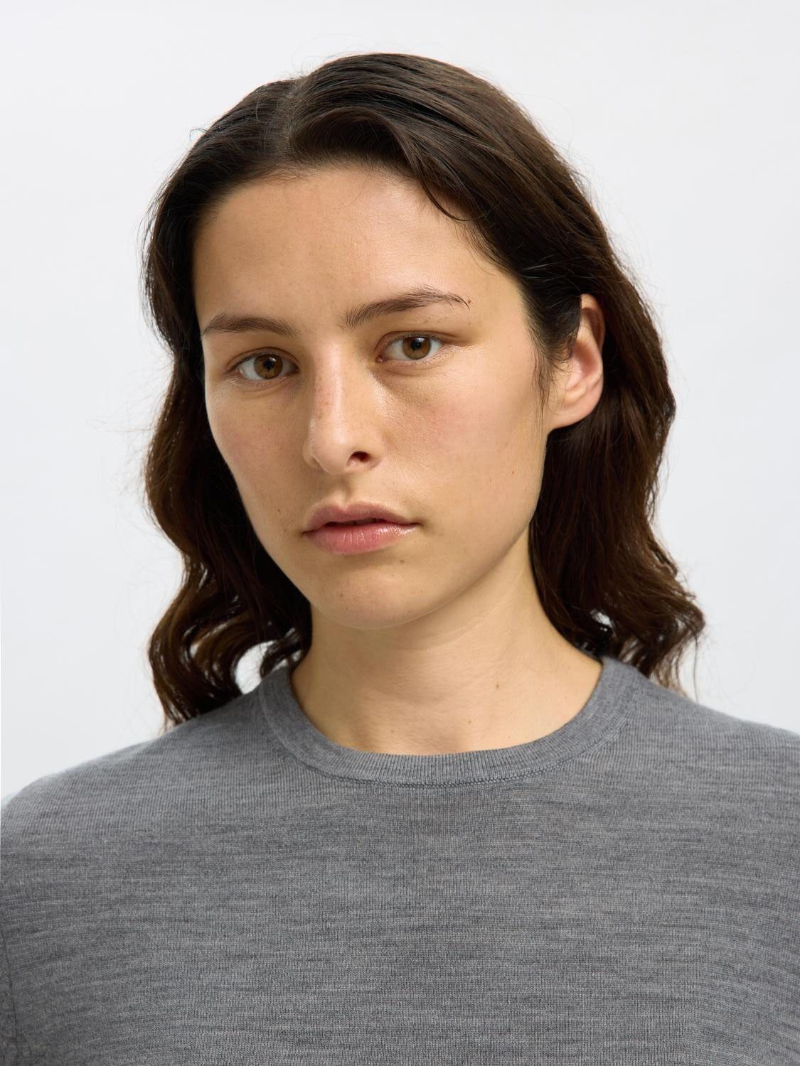 Slfthea Ls Knit Merino O-Neck Noos