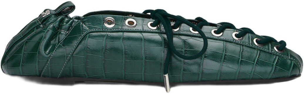 Eyelets Lace Up Ballerina Denim Pri