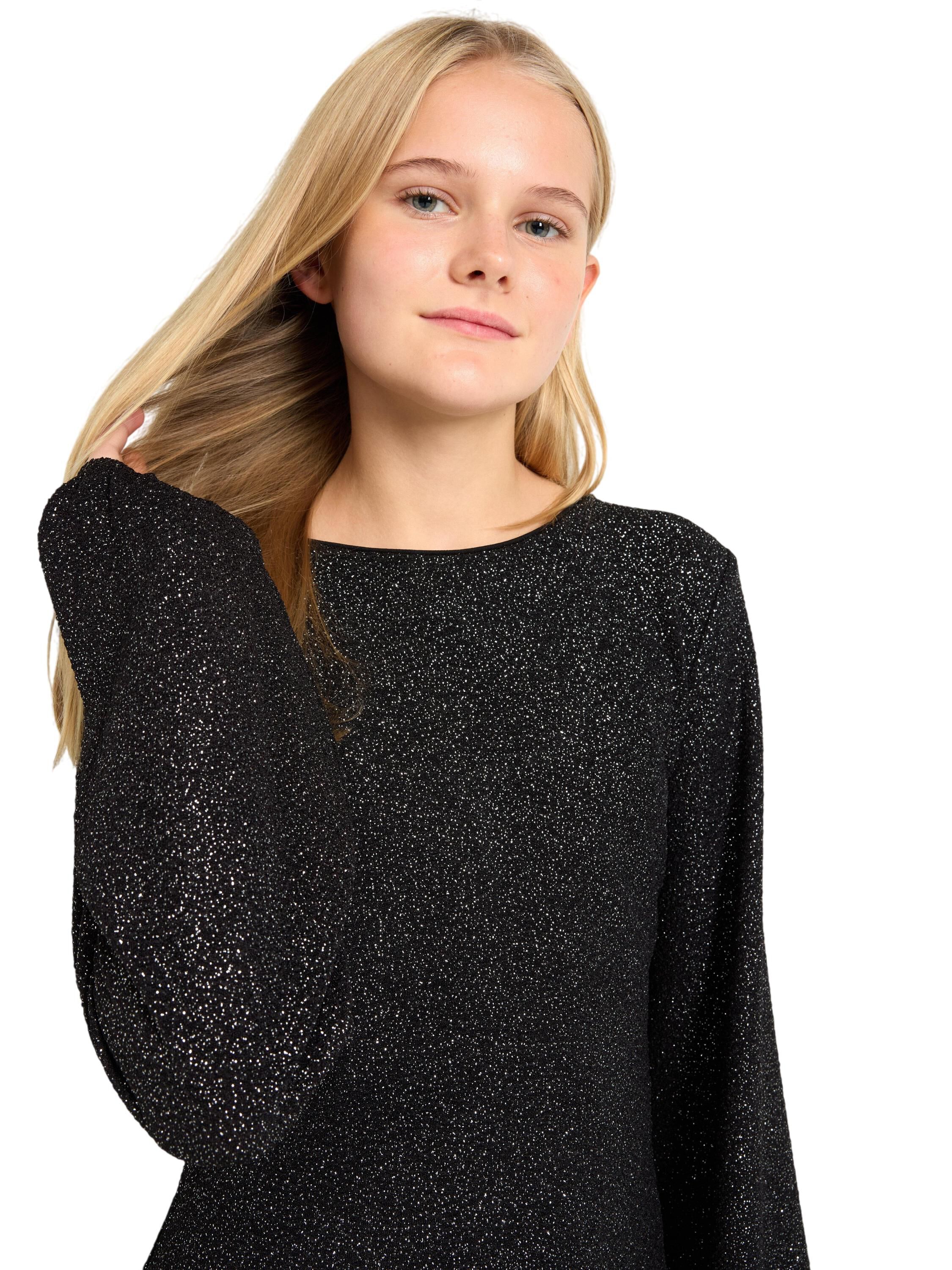 Long-sleeved dress in glittery jers