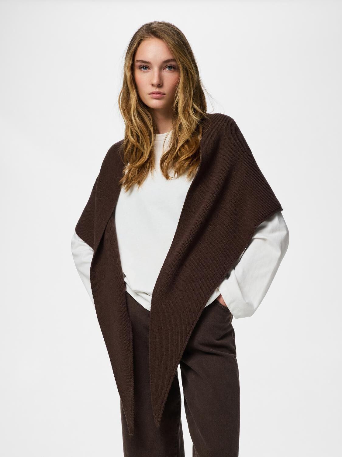 PCKOMMA RIB BIG TRIANGLE SCARF NOOS