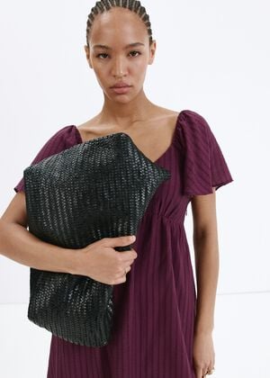 Textured dress with ruched detail