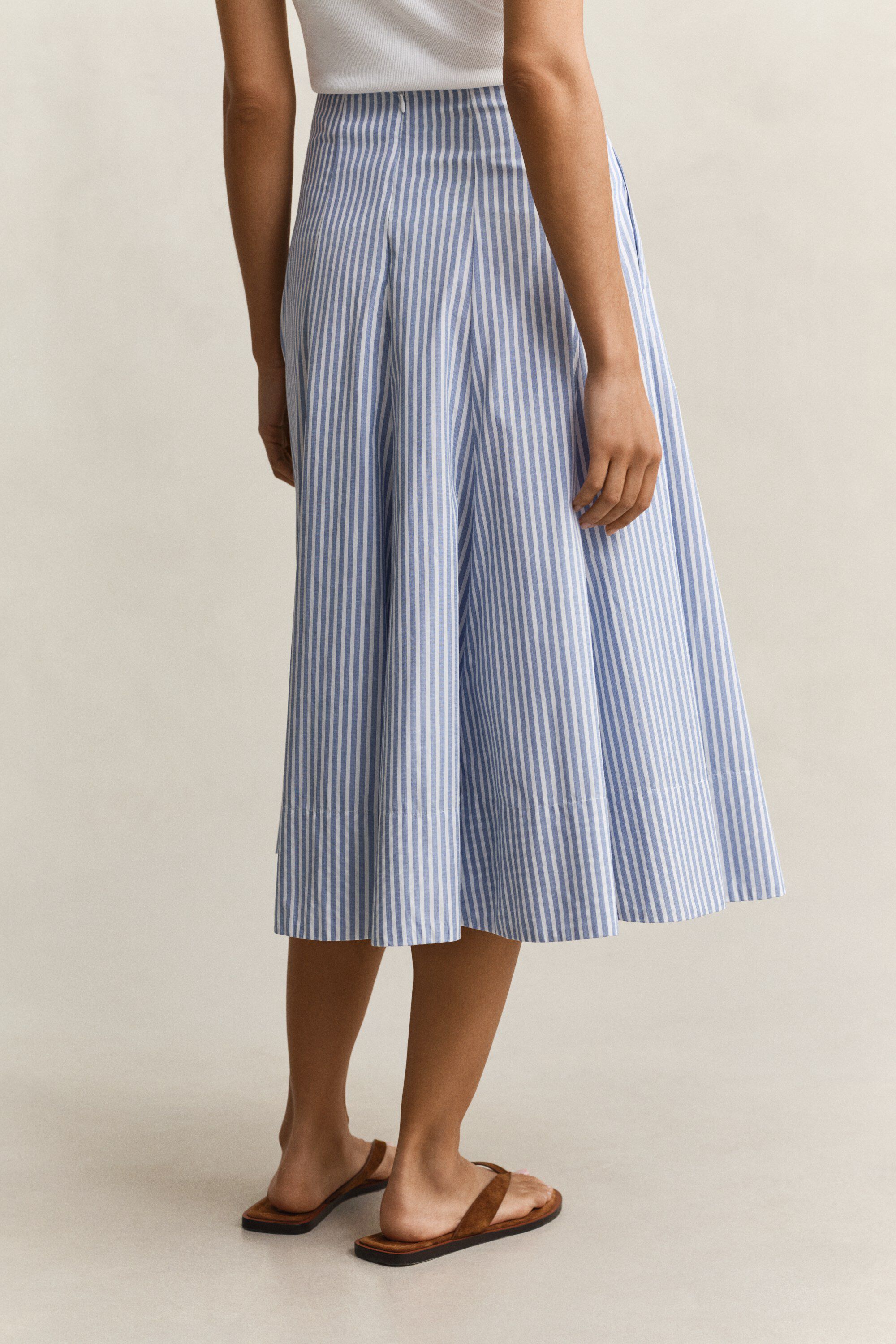 STRIPE CTN PANEL MIDI SKIRT