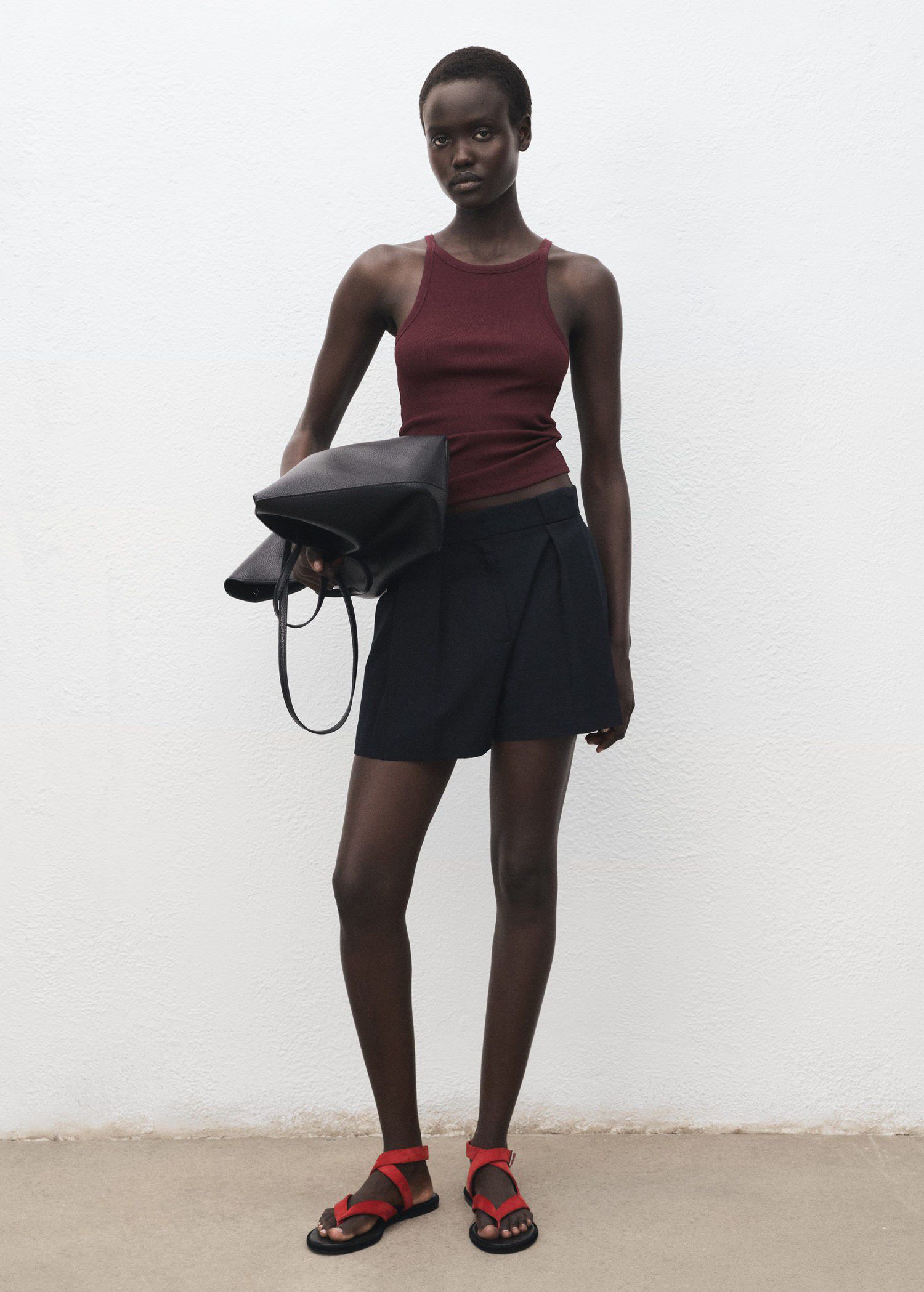 Ribbed cotton-blend top