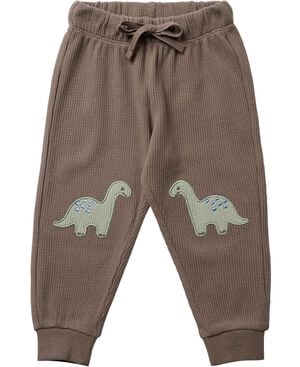 Joggers in waffled cotton with appl