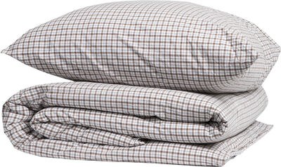 Check washed percale brown/white