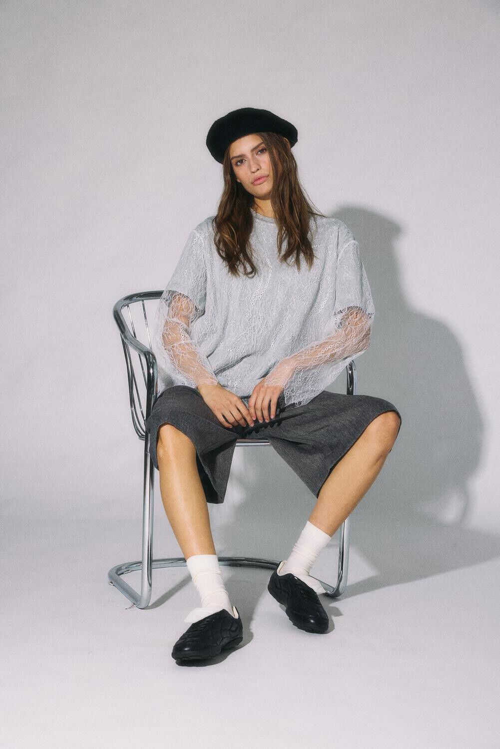 Nmbianka L/S Double Layer Lace Tee Jrs