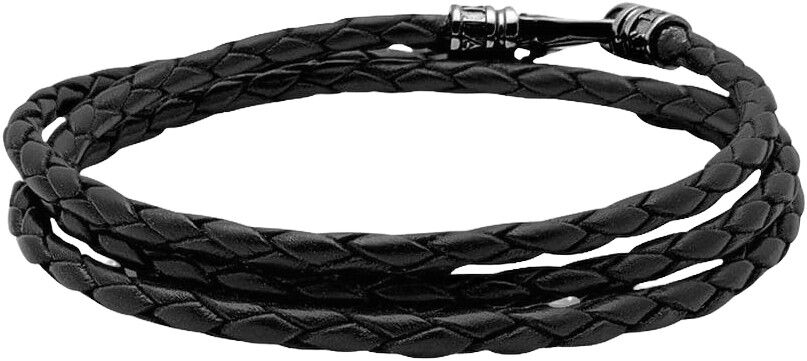 Men's Black Wrap Around Leather Bracelet