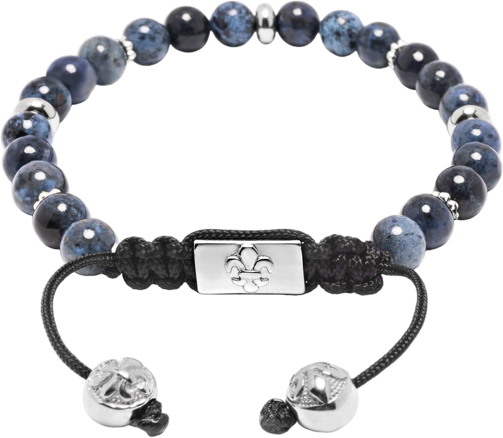 Men's Beaded Bracelet With Blue Dumortierite And Silver