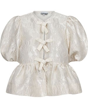 Satin Cloque Peplum Blouse