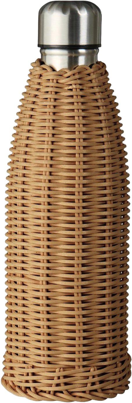 Termoflaske brun polyrattan h&aring;ndflettet 500 ml