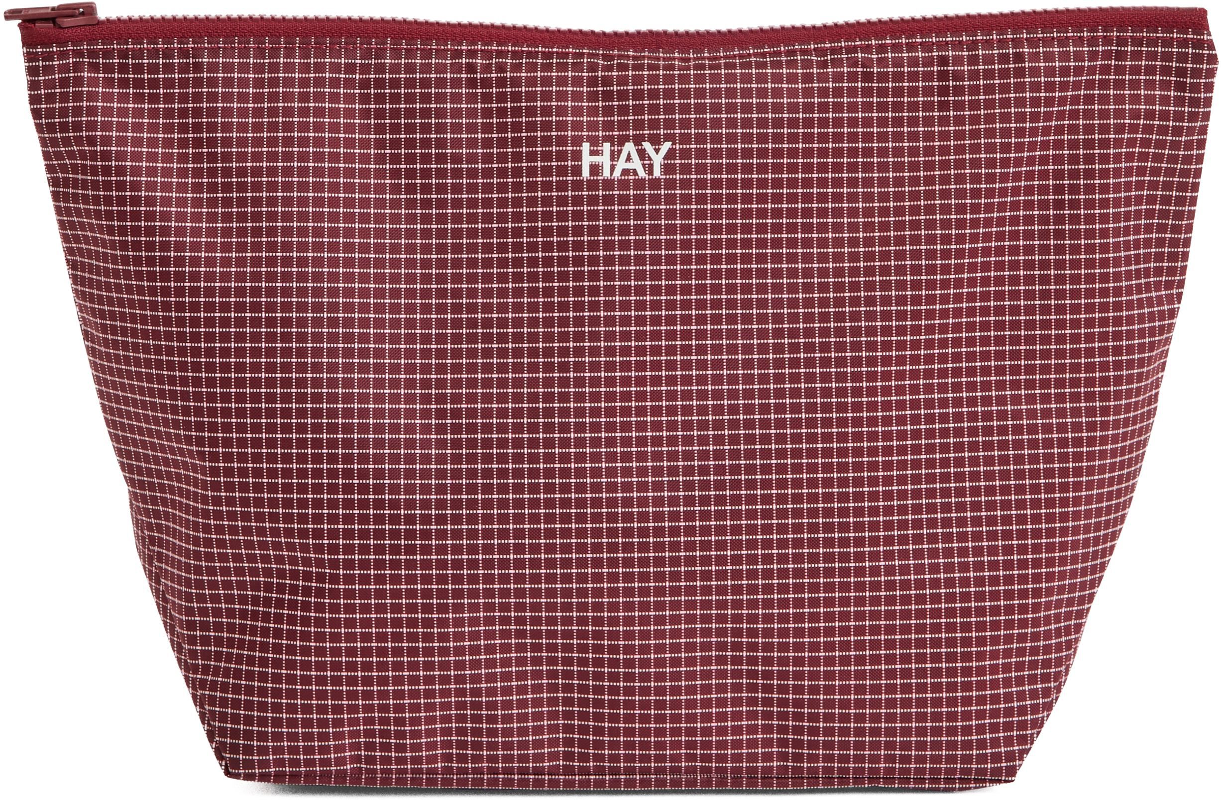 Grid Pouch-Medium-Burgundy