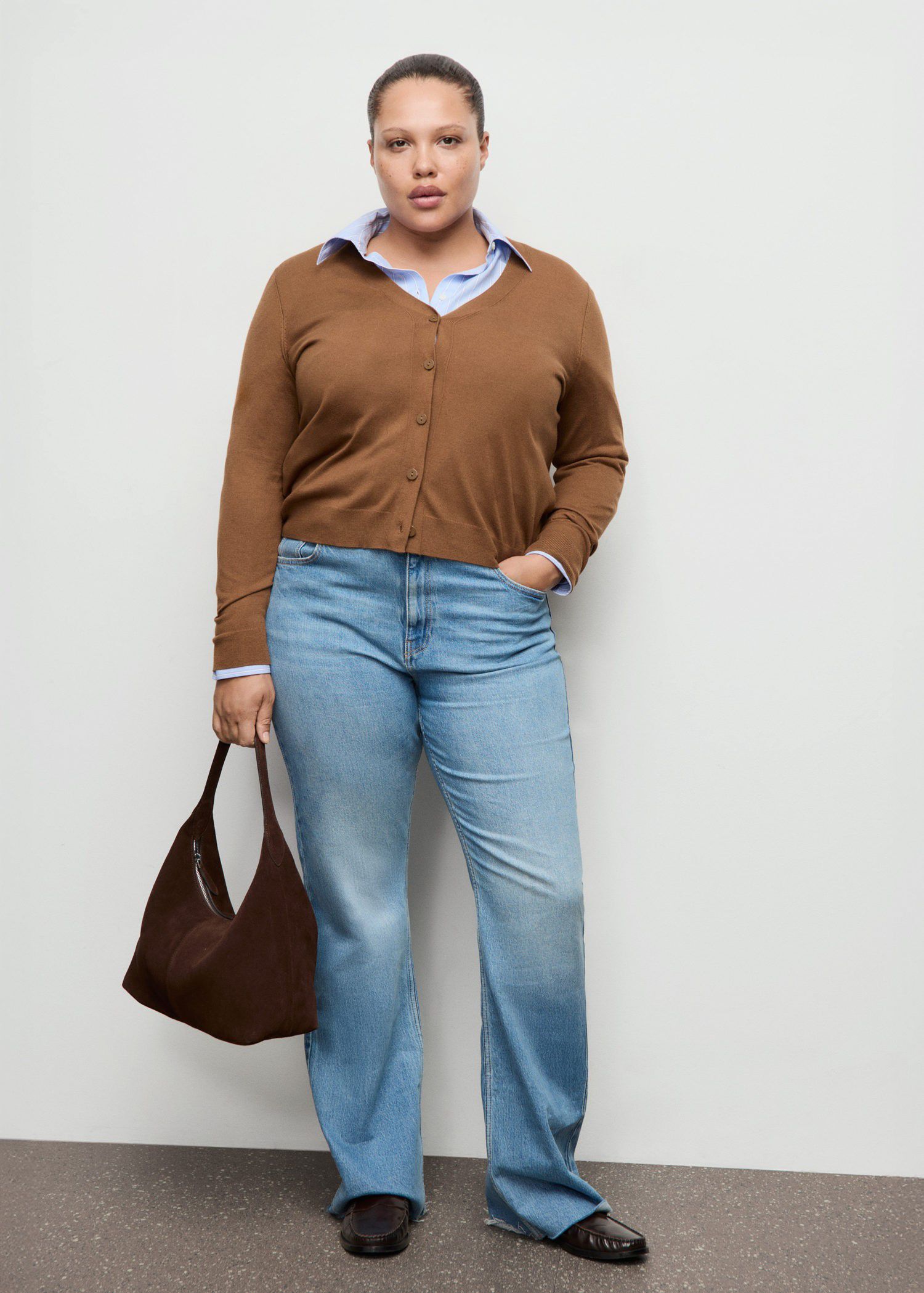 V-neck knitted cardigan