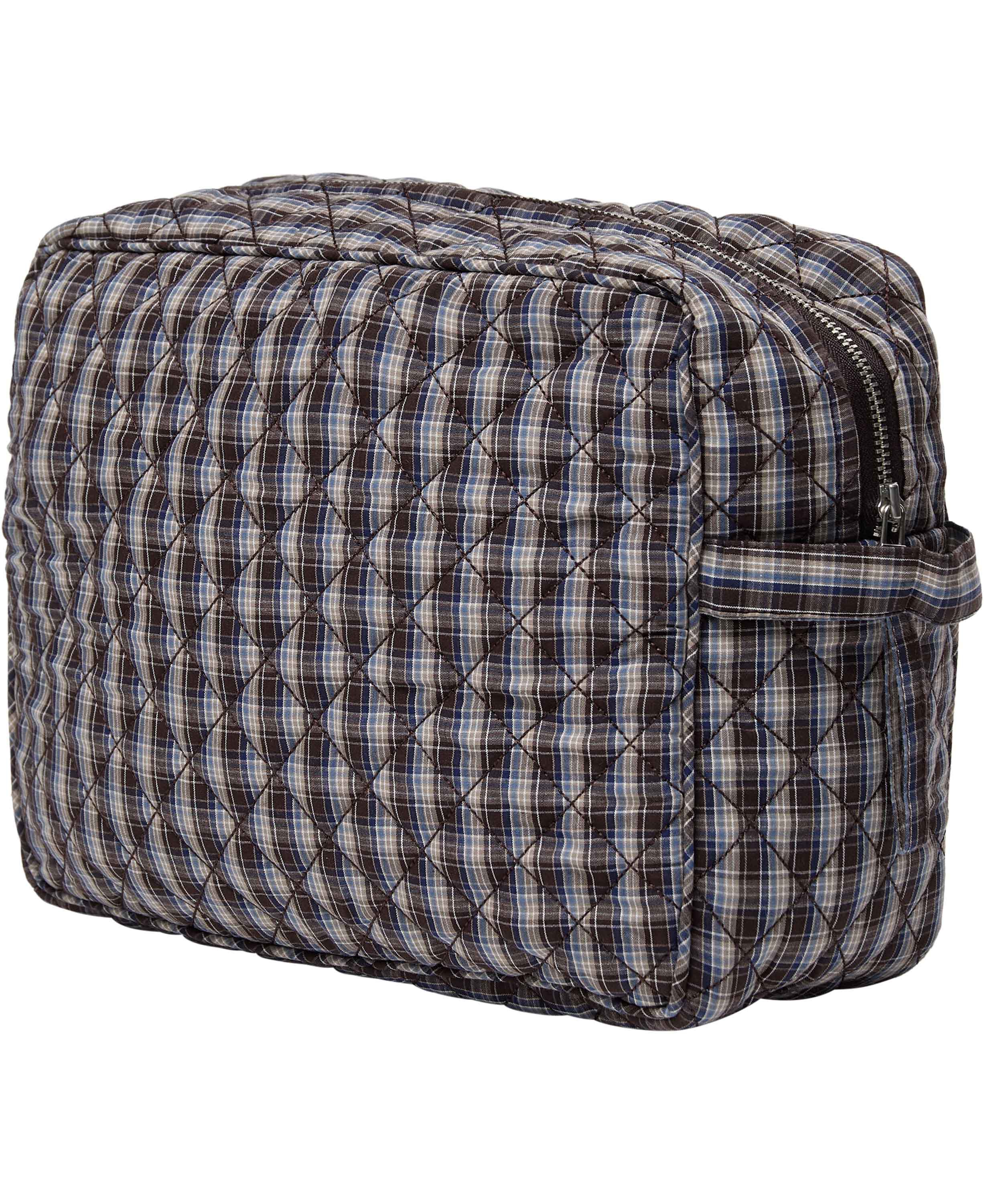 Make Up Bag, Quilted - Cotton Poplin YD Big-Brown Check