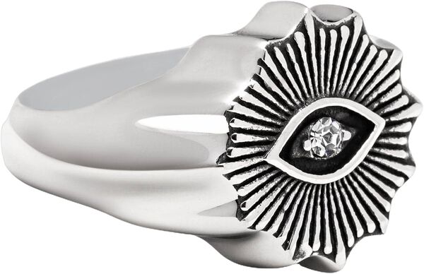 Men's Vintage Evil Eye Ring with Clear Crystal
