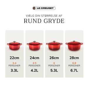 Le Creuset Signature st&oslash;bejern rund gryde 26cm Bleu Riviera