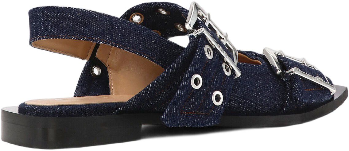 Feminine Buckle Ballerina Denim
